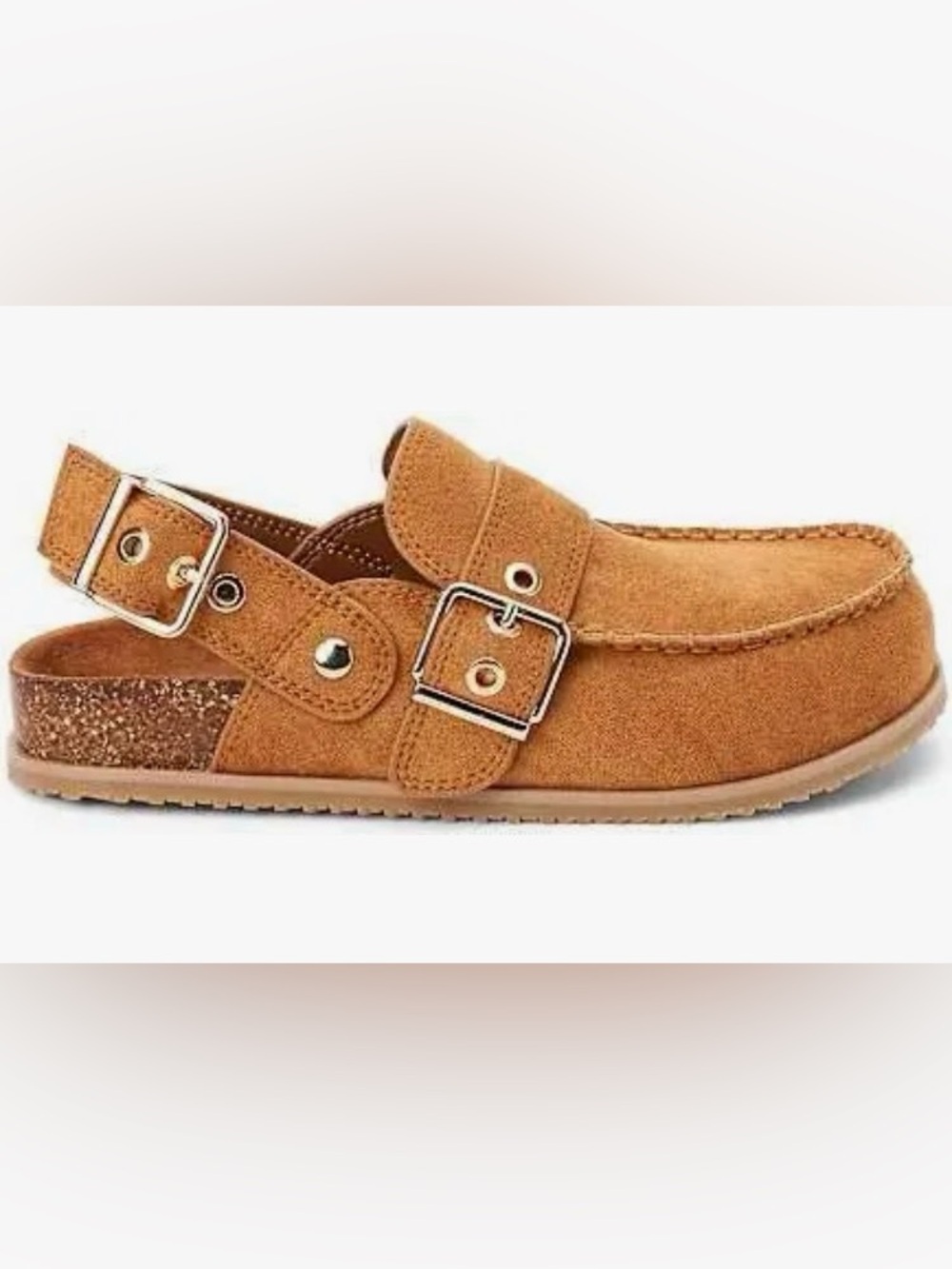 Matisse Tan Suede Buckle Low Heel Slingback Clog/Moccasin: Size 6